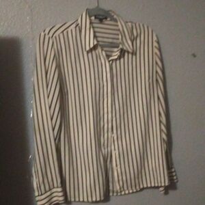 Express black and white button up blouse